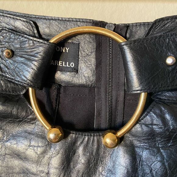 Iconic Anthony Vaccarello Genuine Leather Mini Black Skirt Ring Size 0 - Picture 15 of 17